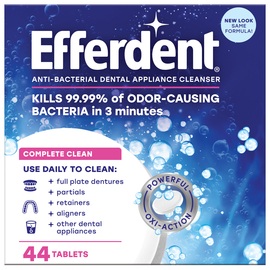 Efferdent Полное Очищение Антибактериальные таблетки для очистки зубных протезов и ортодонтических аппаратов, 44 шт.