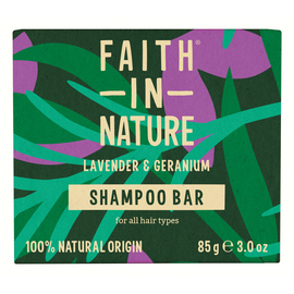 Faith in Nature Натуральный твердый шампунь с лавандой и геранью, 85 г