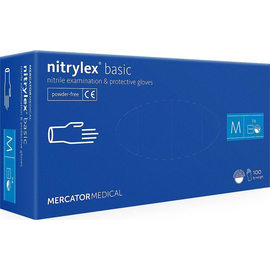 Перчатки нитриловые NITRYLEX Basic, неопудренные, диагностические, синие, размер M, 100 шт. (50 пар)