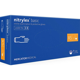 Перчатки нитриловые NITRYLEX Basic, неопудренные, диагностические, синие, размер XS, 100 шт. (50 пар)