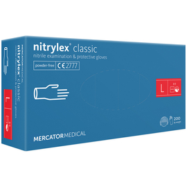 Перчатки нитриловые NITRYLEX Classic, неопудренные, диагностические, синие, размер L, 200 шт. (100 пар)