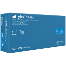Перчатки нитриловые NITRYLEX Classic, неопудренные, диагностические, синие, размер M, 100 шт. (50 пар)