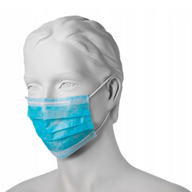 Маска медицинская Mercator Medical OPERO одноразовая трехслойная нетканая, на резинках, синяя, 50 шт.