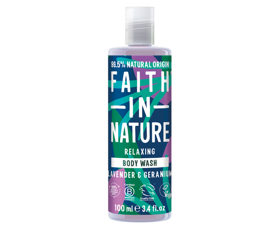 Faith in Nature Натуральный гель для душа с лавандой и геранью, дорожный формат 100 мл