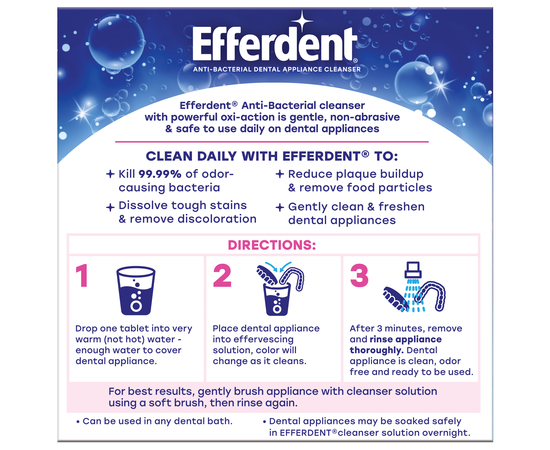 Efferdent Полное Очищение Антибактериальные таблетки для очистки зубных протезов и ортодонтических аппаратов, 44 шт., изображение 2