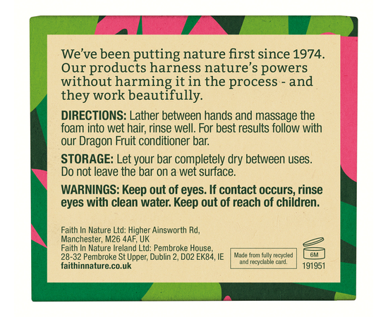 Faith in Nature Натуральный твердый шампунь с фруктом дракона, 85 г, изображение 2